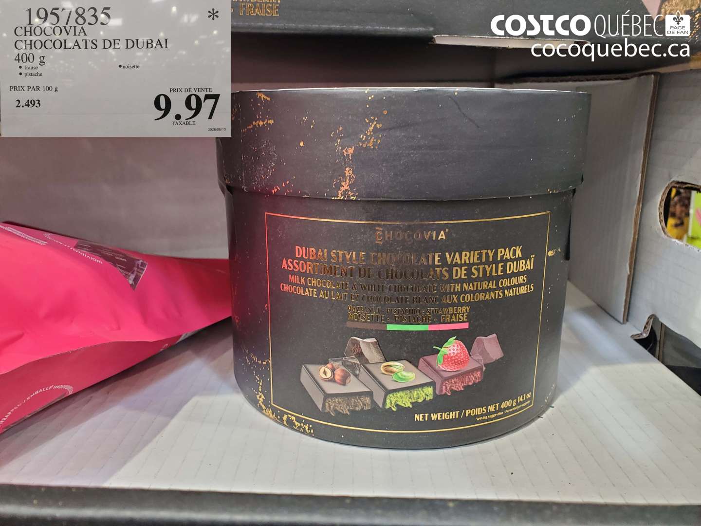 1957835 CHOCOVIA CHOCOLATS DE DUBAI 400 G $9.97