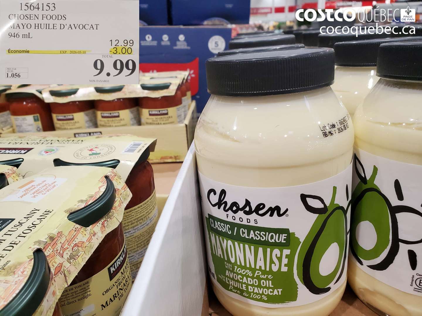 1564153 CHOSEN FOODS MAYO HUILE D'AVOCAT 946 ML ($3.00 INSTANT SAVINGS EXPIRES ON 2026-05-10) $9.99