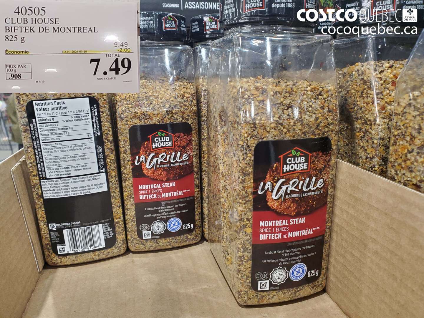 40505 CLUB HOUSE BIFTEK DE MONTREAL 825 G ($2.00 INSTANT SAVINGS EXPIRES ON 2026-05-10) $7.49