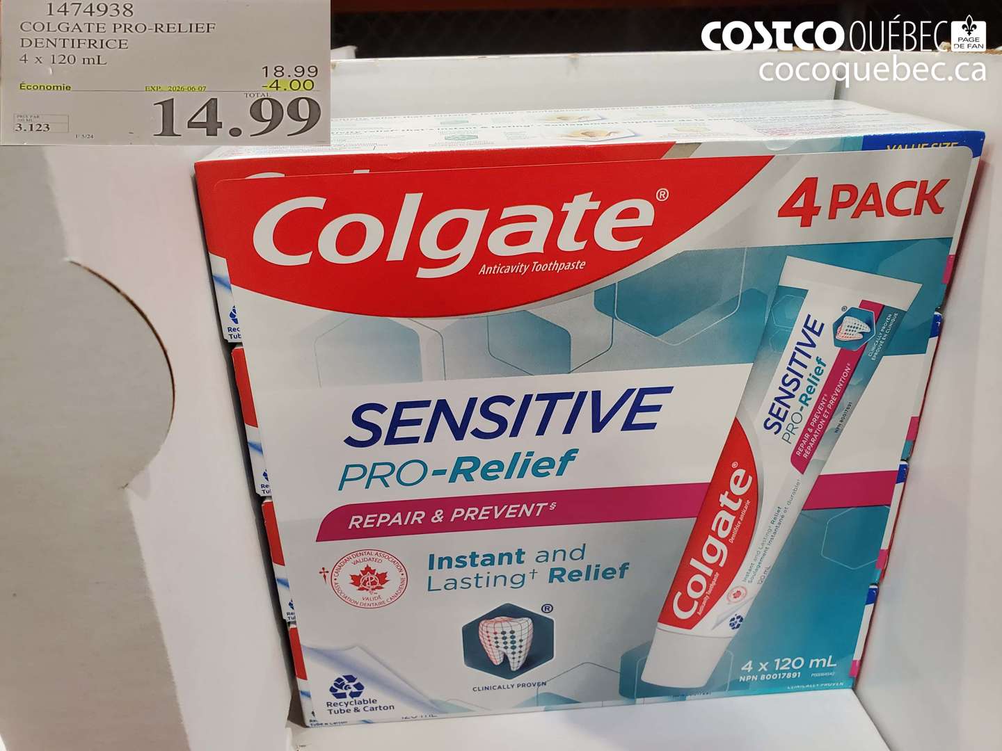 1474938 COLGATE PRO-RELIEF DENTIFRICE ($4.00 INSTANT SAVINGS EXPIRES ON 2026-06-07) $14.99