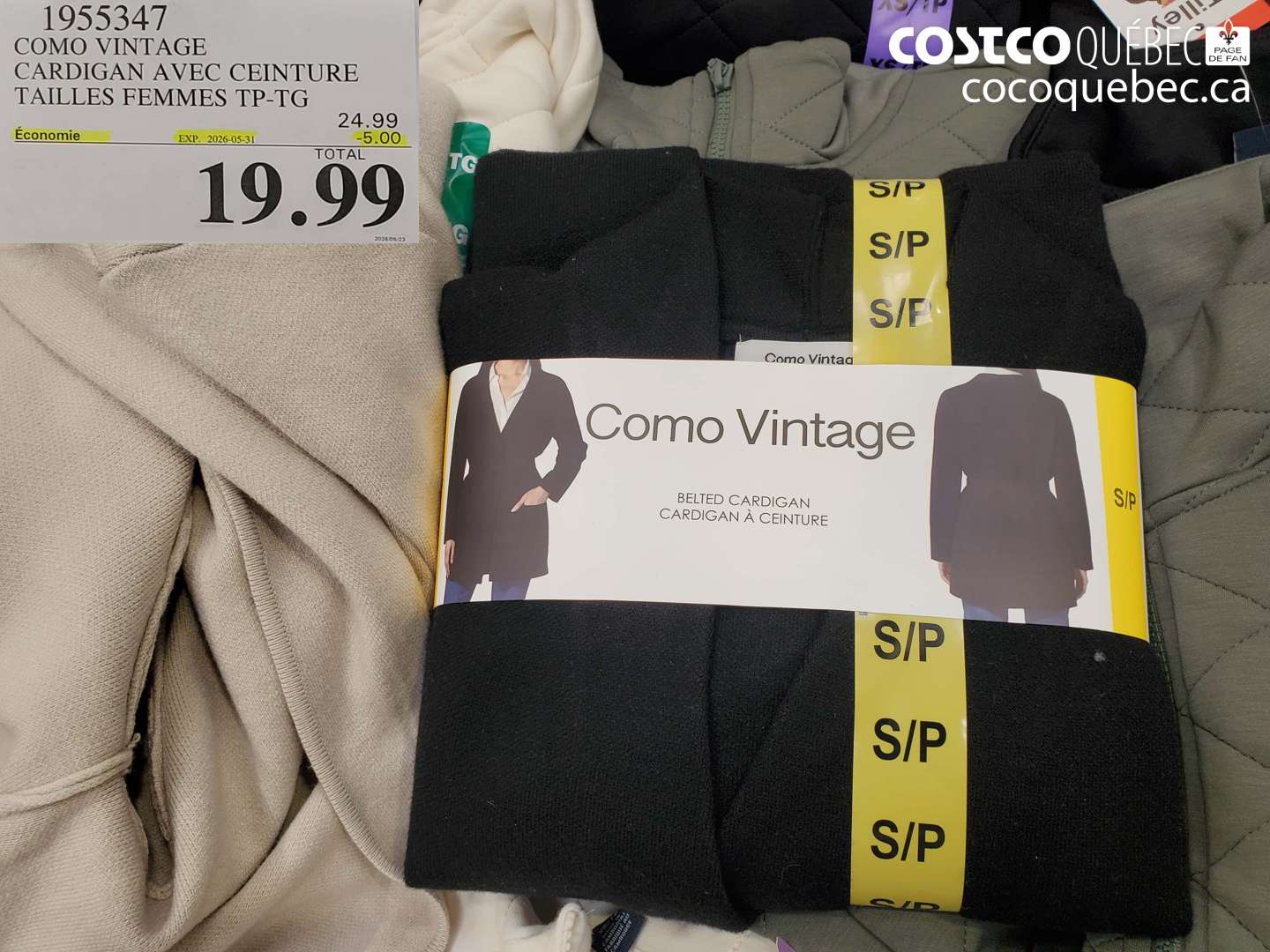 1955347 COMO VINTAGE CARDIGAN AVEC CEINTURE TAILLES FEMMES TP-TG ($5.00 INSTANT SAVINGS EXPIRES ON 2026-05-31) $19.99