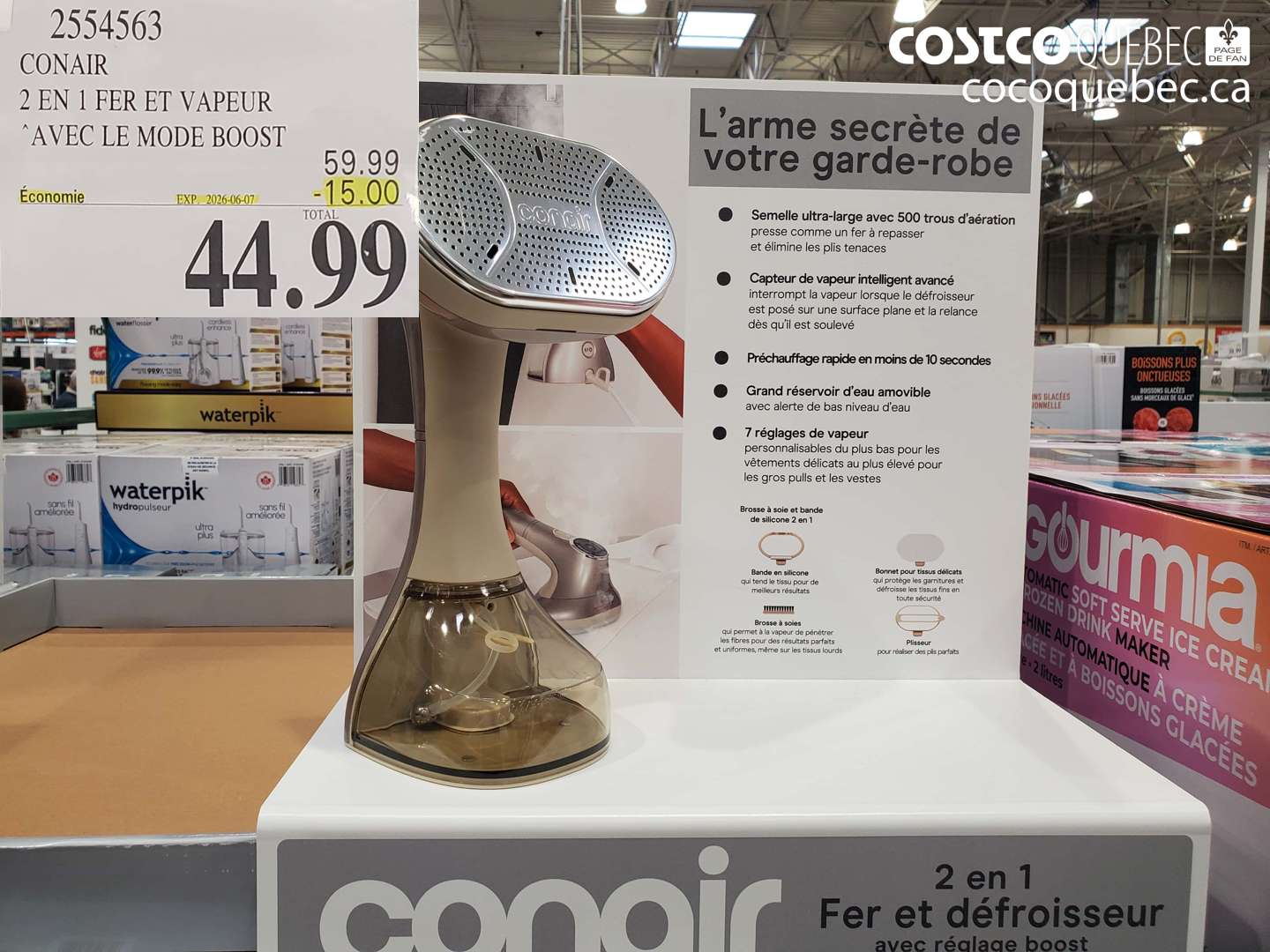 2554563 CONAIR 2 EN 1 FER ET VAPEUR ($15.00 INSTANT SAVINGS EXPIRES ON 2026-06-07) $44.99