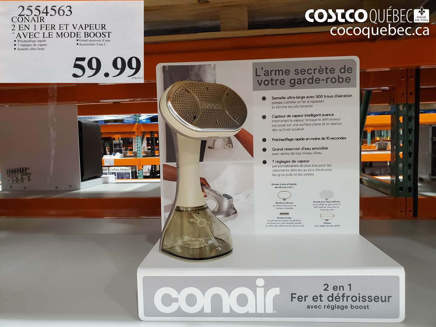 2554563 CONAIR 2 EN 1 FER ET VAPEUR AVEC LE MODE BOOST $59.99
