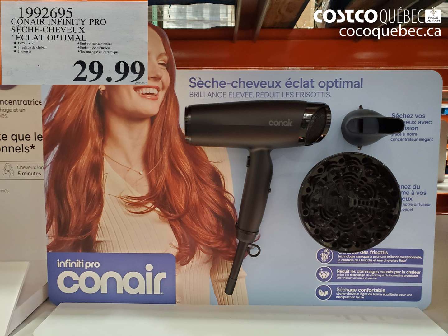 1992695 CONAIR INFINITY PRO SÈCHE-CHEVEUX ÉCLAT OPTIMAL $29.99
