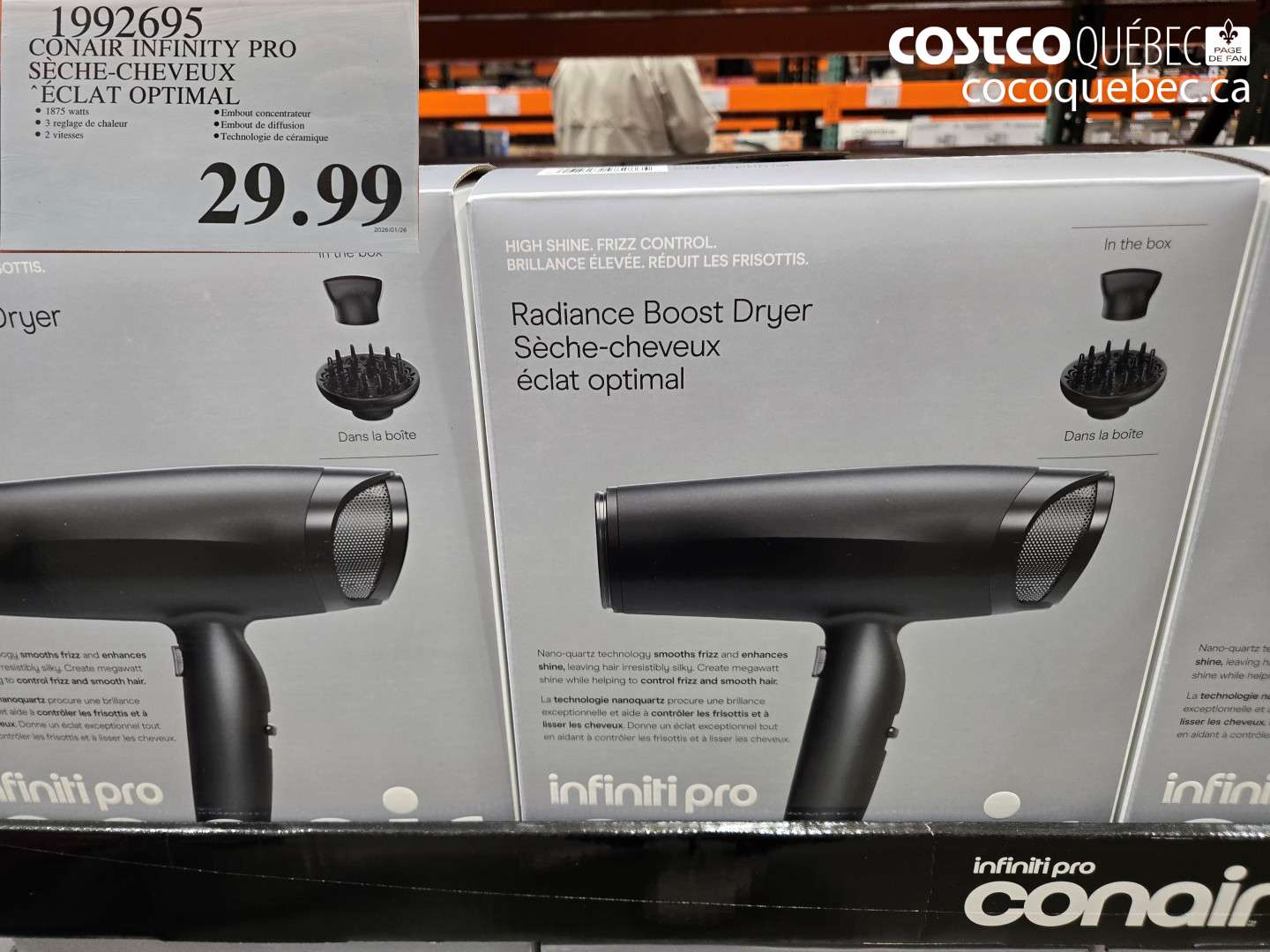 1992695 CONAIR INFINITY PRO SÈCHE-CHEVEUX ÉCLAT OPTIMAL $29.99