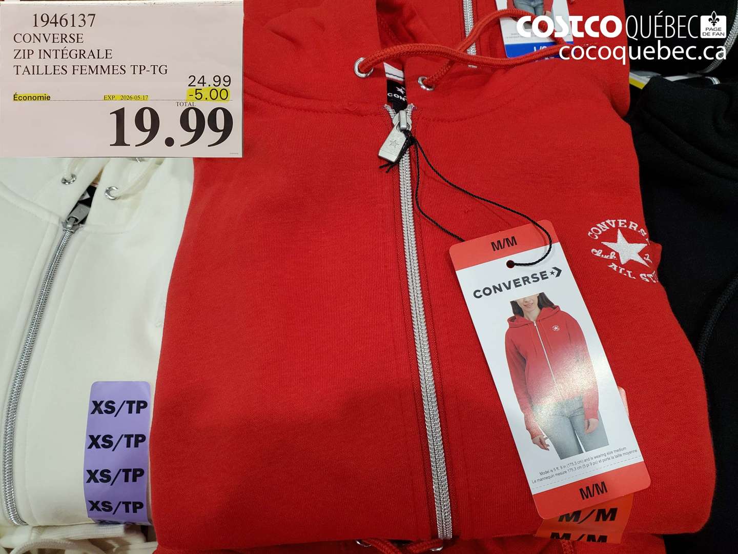 1946137 CONVERSE ZIP INTÉGRALE TAILLES FEMMES TP-TG ($5.00 INSTANT SAVINGS EXPIRES ON 2026-05-17) $19.99