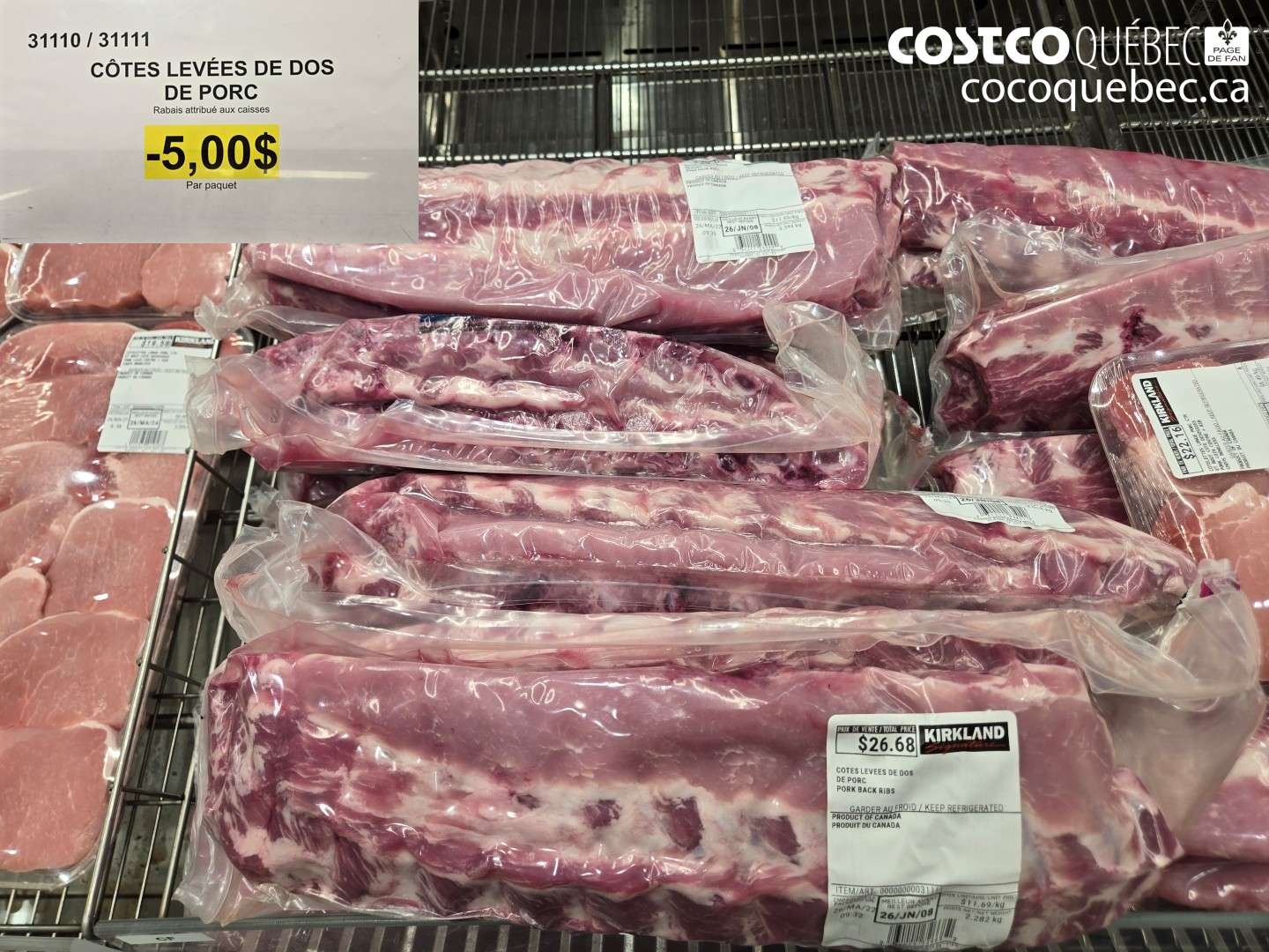 31110 CÔTES LEVÉES DE DOS DE PORC ($5.00 INSTANT SAVINGS)