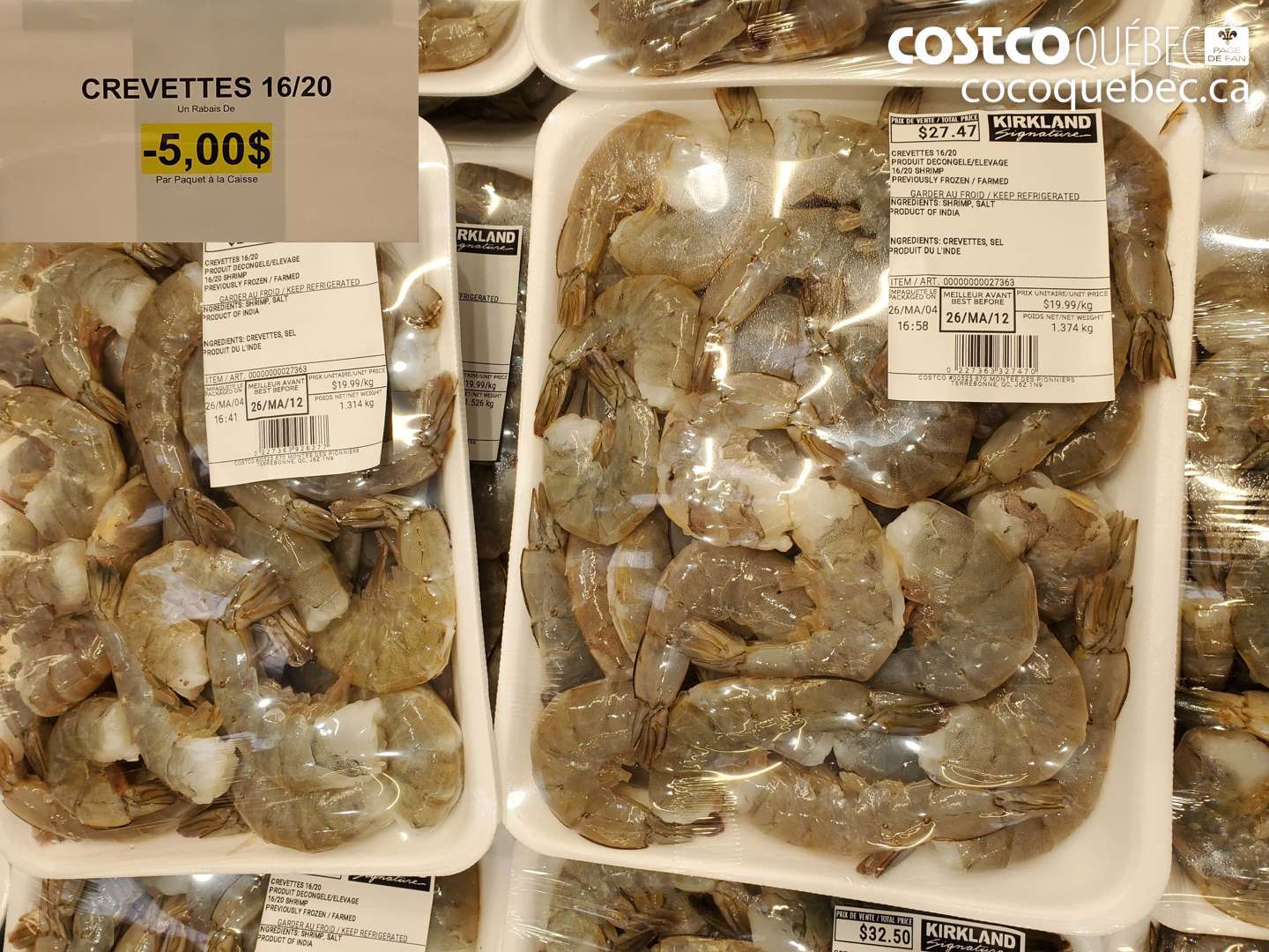 000 CREVETTES 16/20 ($5.00 INSTANT SAVINGS)