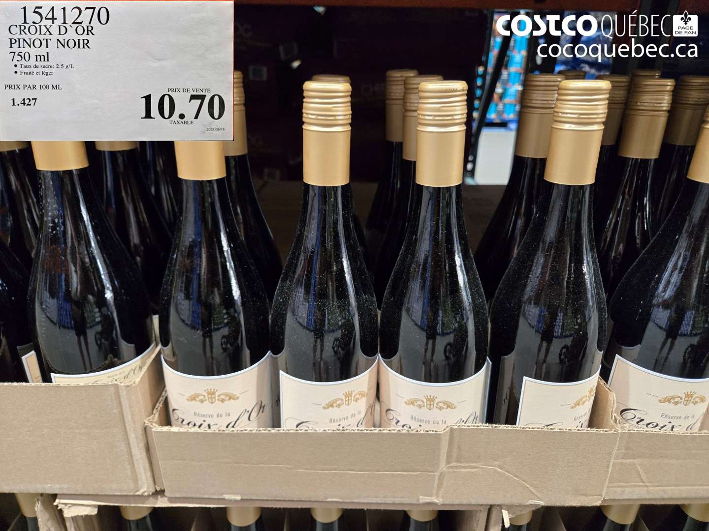 1541270 CROIX D'OR PINOT NOIR 750 ML $10.70