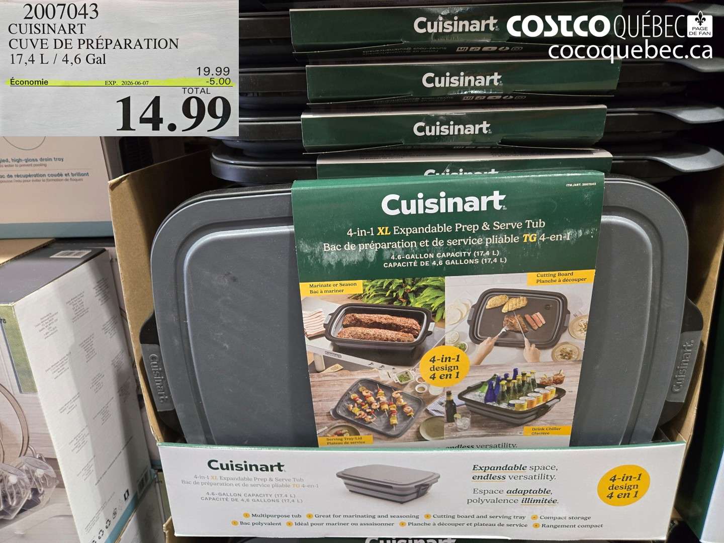 2007043 CUISINART CUVE DE PRÉPARATION 17.4 L / 4.6 GAL ($5.00 INSTANT SAVINGS EXPIRES ON 2026-06-07) $14.99