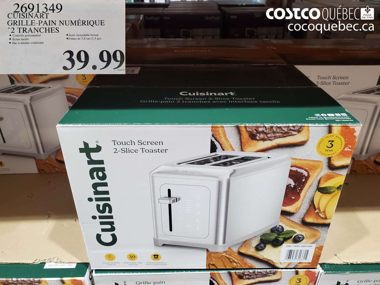 2691349 CUISINART GRILLE-PAIN NUMÉRIQUE 2 TRANCHES $39.99