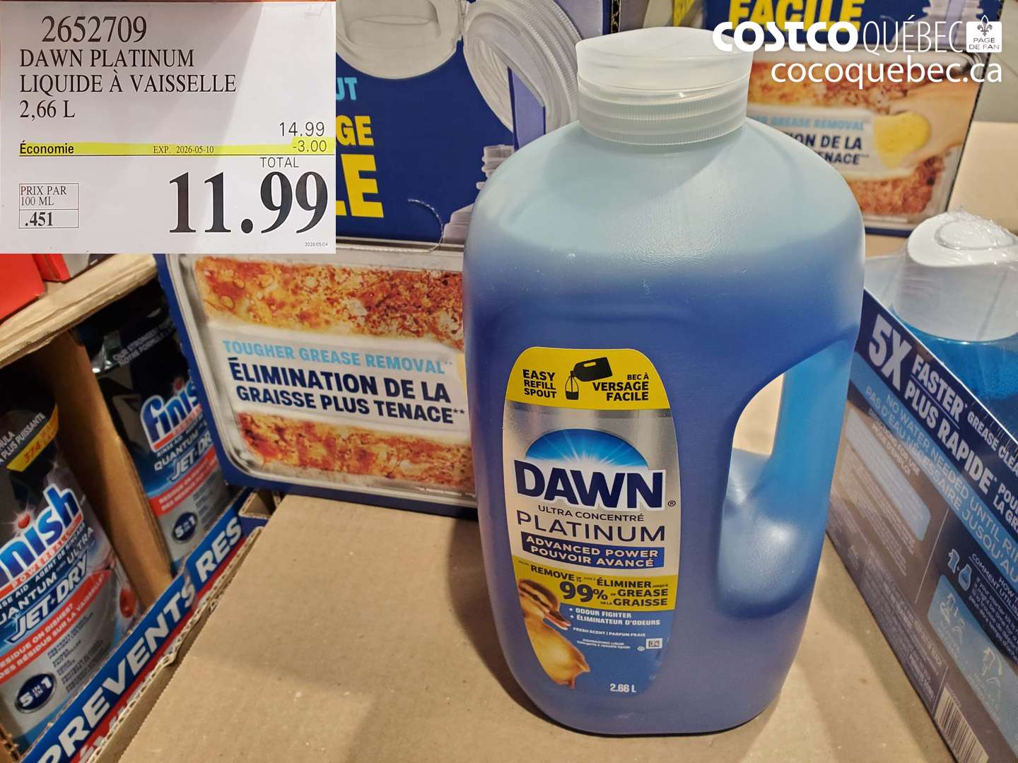 2652709 DAWN PLATINUM LIQUIDE À VAISSELLE 2.66 L ($3.00 INSTANT SAVINGS EXPIRES ON 2026-05-10) $11.99