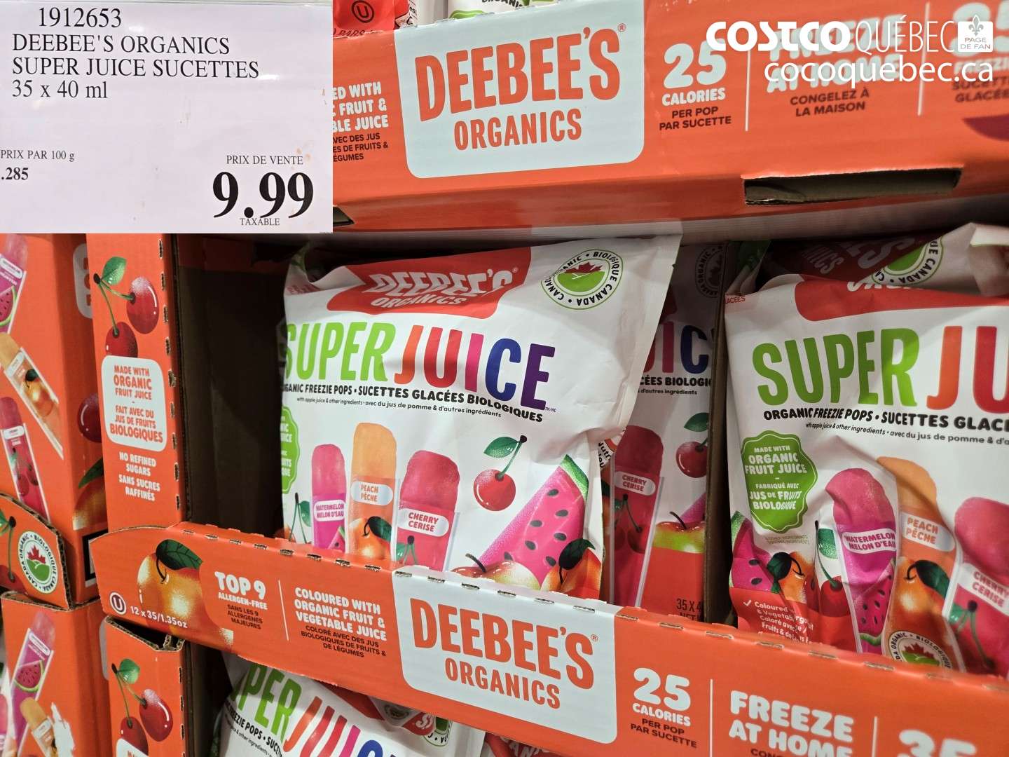1912653 DEEBEE'S ORGANICS SUPER JUICE SUCETTES $9.99