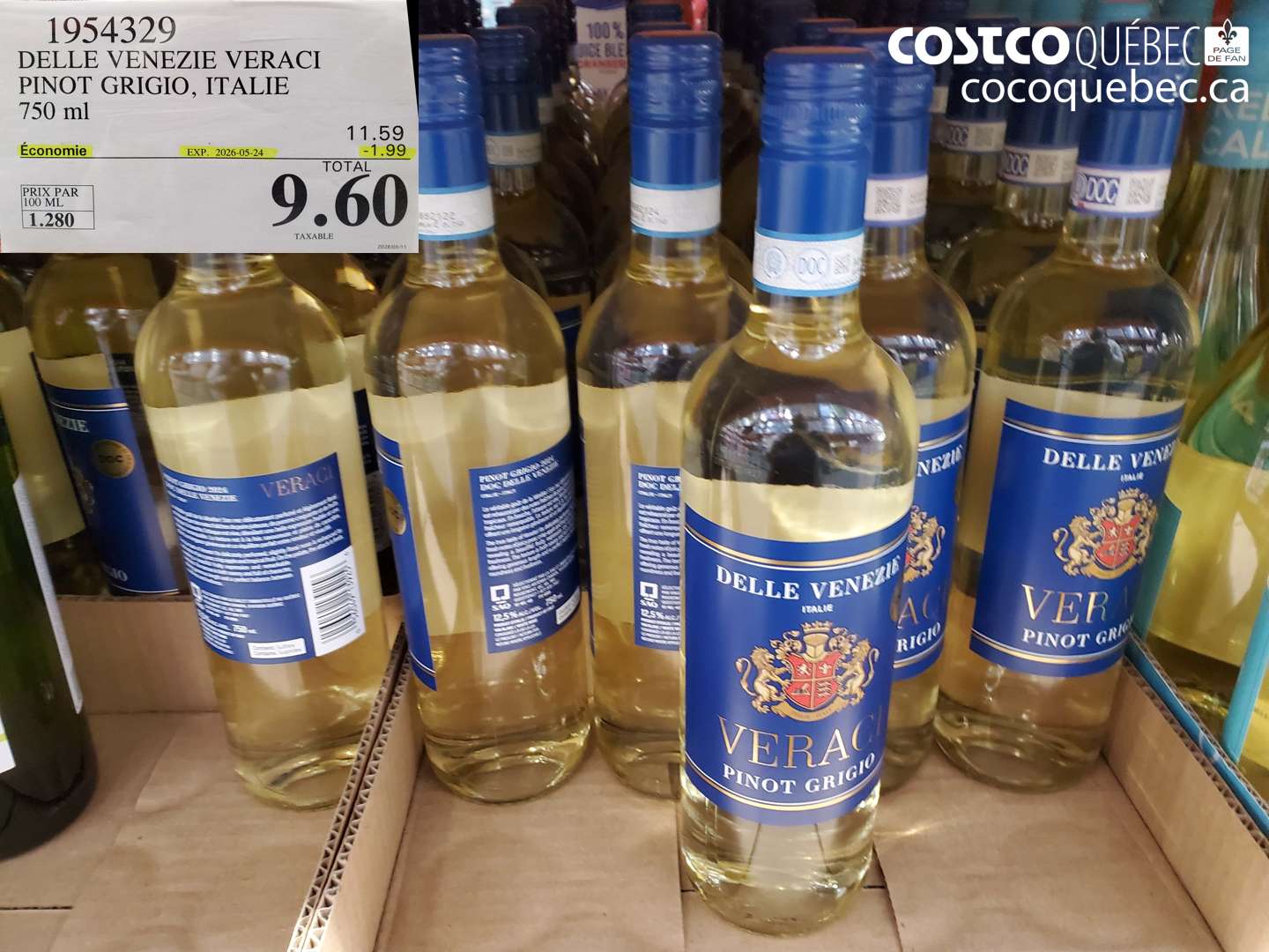 1954329 DELLE VENEZIE VERACI PINOT GRIGIO, ITALIE 750 ML ($1.99 INSTANT SAVINGS EXPIRES ON 2026-05-24) $9.60