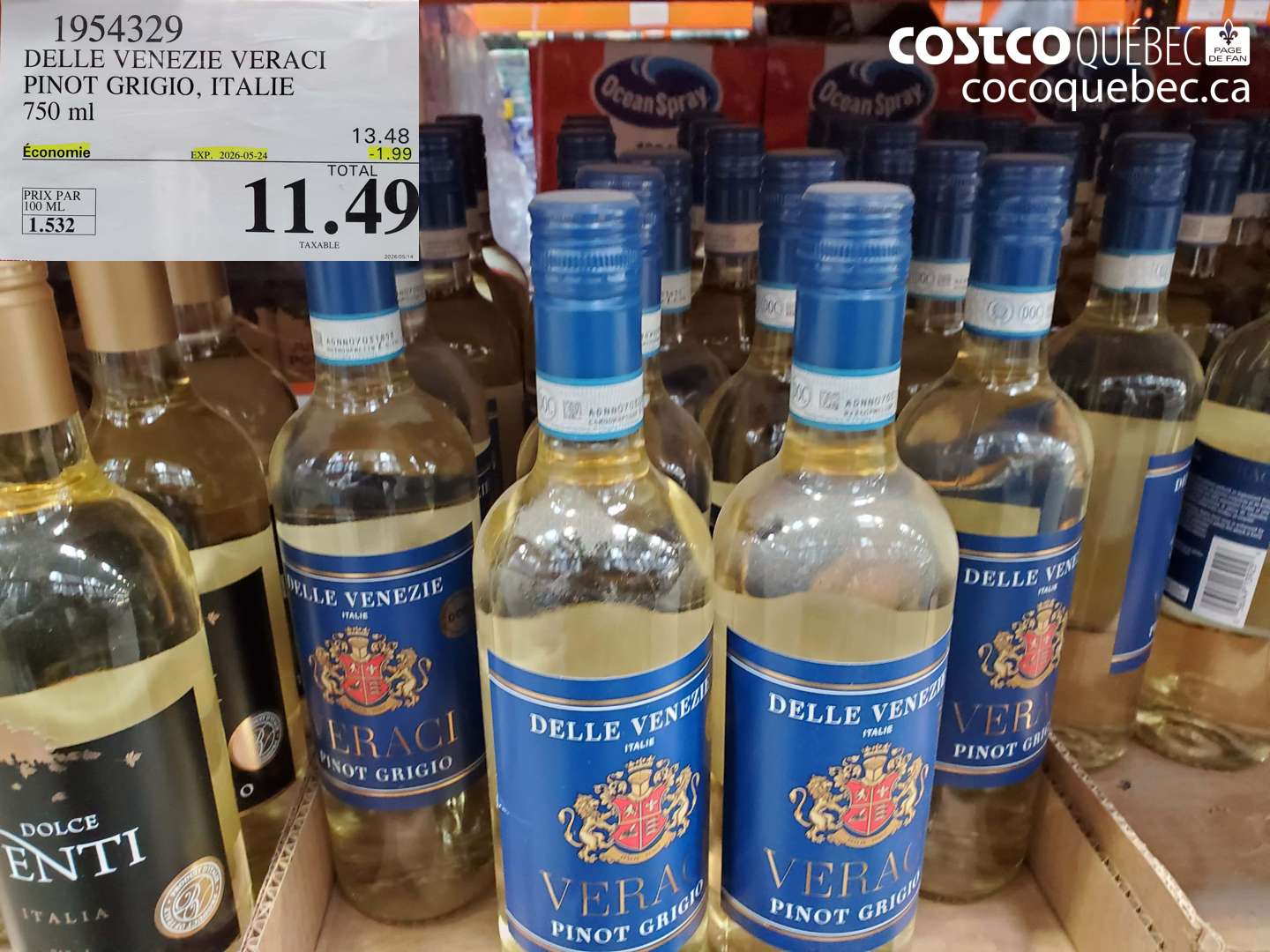 1954329 DELLE VENEZIE VERACI PINOT GRIGIO, ITALIE 750 ML ($1.99 INSTANT SAVINGS EXPIRES ON 2026-05-24) $11.49