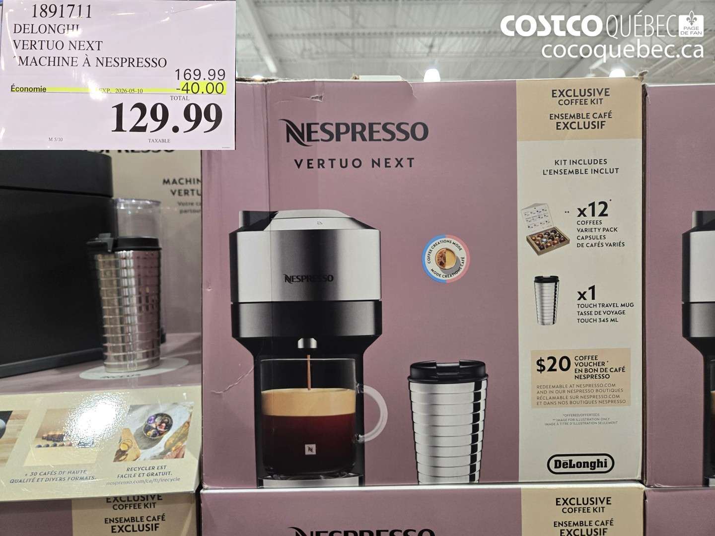 1891711 DELONGHI VERTUO NEXT MACHINE A NESPRESSO ($40.00 INSTANT SAVINGS EXPIRES ON 2026-05-10) $129.99