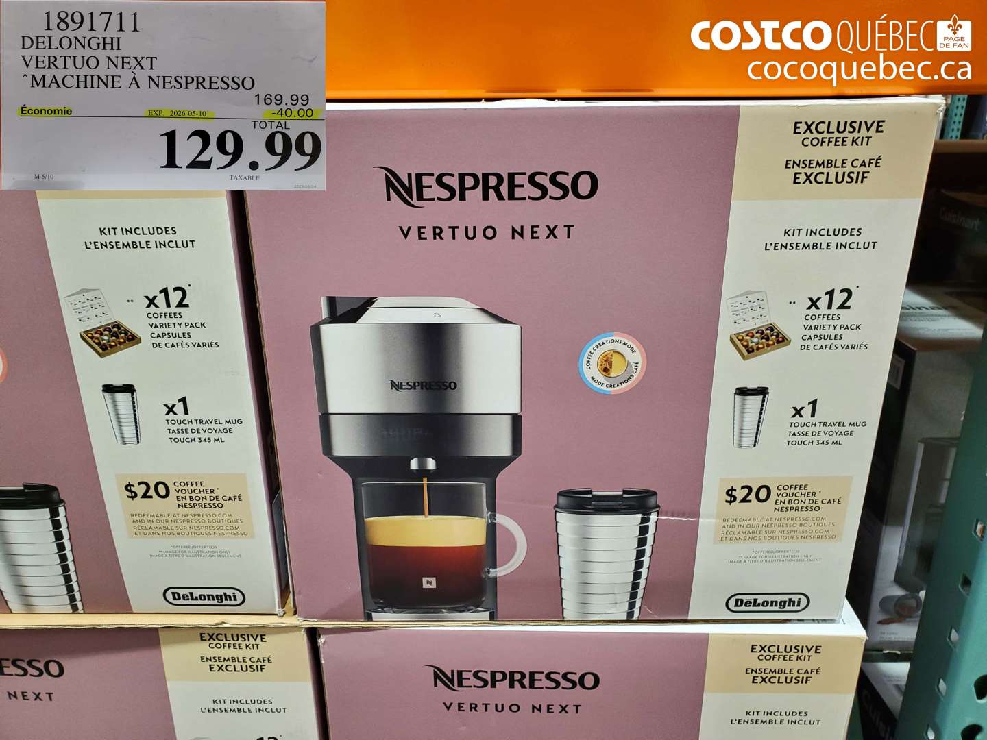 1891711 DELONGHI VERTUO NEXT MACHINE À NESPRESSO ($40.00 INSTANT SAVINGS EXPIRES ON 2026-05-10) $129.99