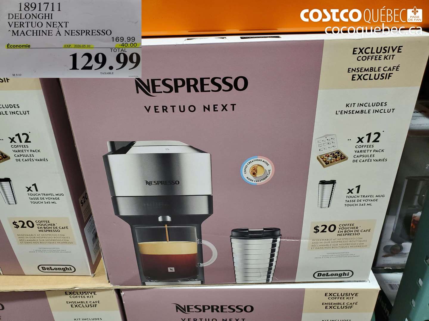 1891711 DELONGHI VERTUO NEXT MACHINE À NESPRESSO ($40.00 INSTANT SAVINGS EXPIRES ON 2026-05-10) $129.99