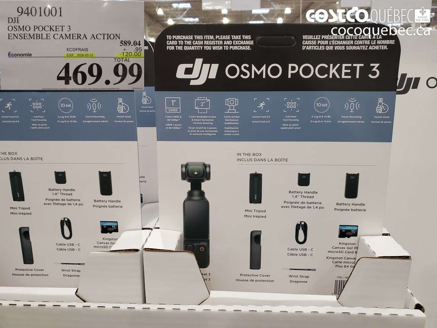 9401001 DJI OSMO POCKET 3 ENSEMBLE CAMERA ACTION ($120.00 INSTANT SAVINGS EXPIRES ON 2026-05-31) $469.99