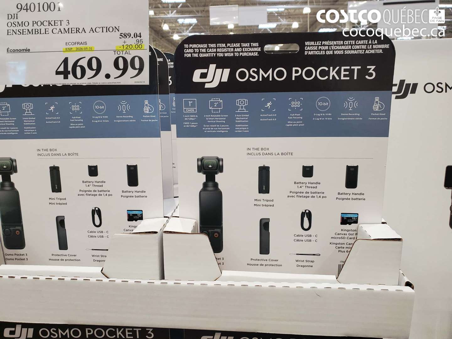 9401001 DJI OSMO POCKET 3 ENSEMBLE CAMERA ACTION ($120.00 INSTANT SAVINGS EXPIRES ON 2026-05-31) $469.99