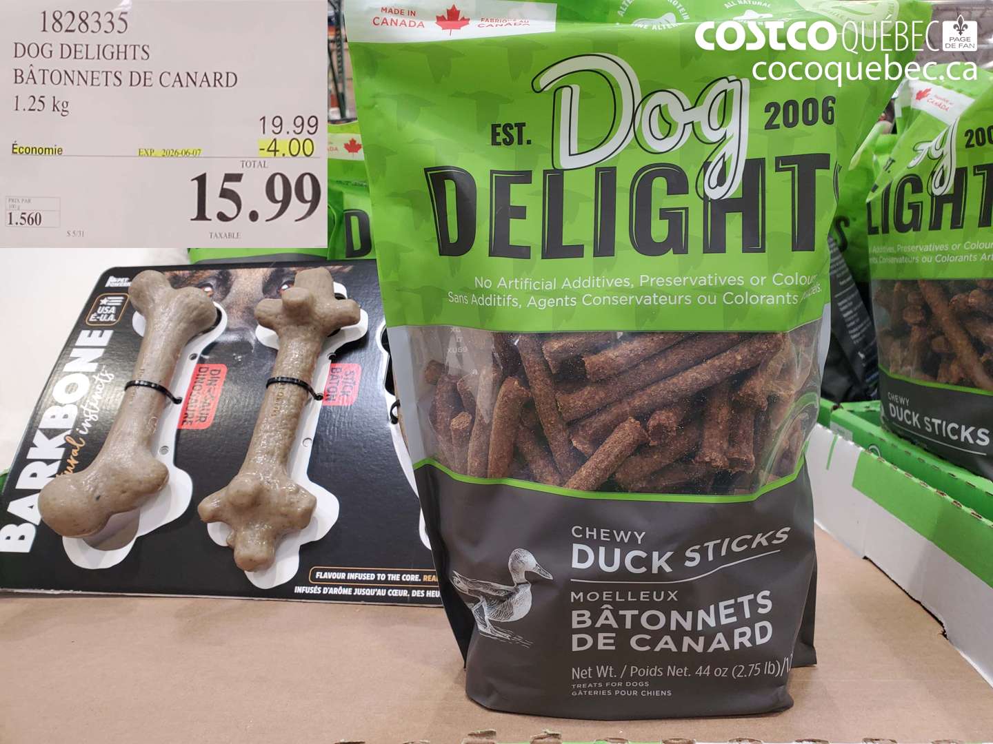 1828335 DOG DELIGHTS BÂTONNETS DE CANARD ($4.00 INSTANT SAVINGS EXPIRES ON 2026-06-07) $15.99