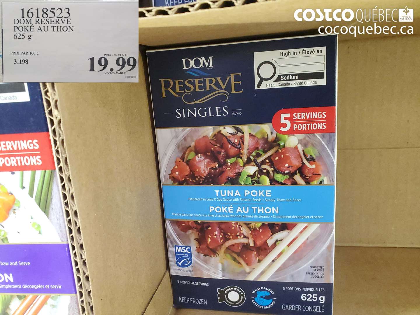 1618523 DOM, RESERVE POKÉ AU THON 625 G $19.99