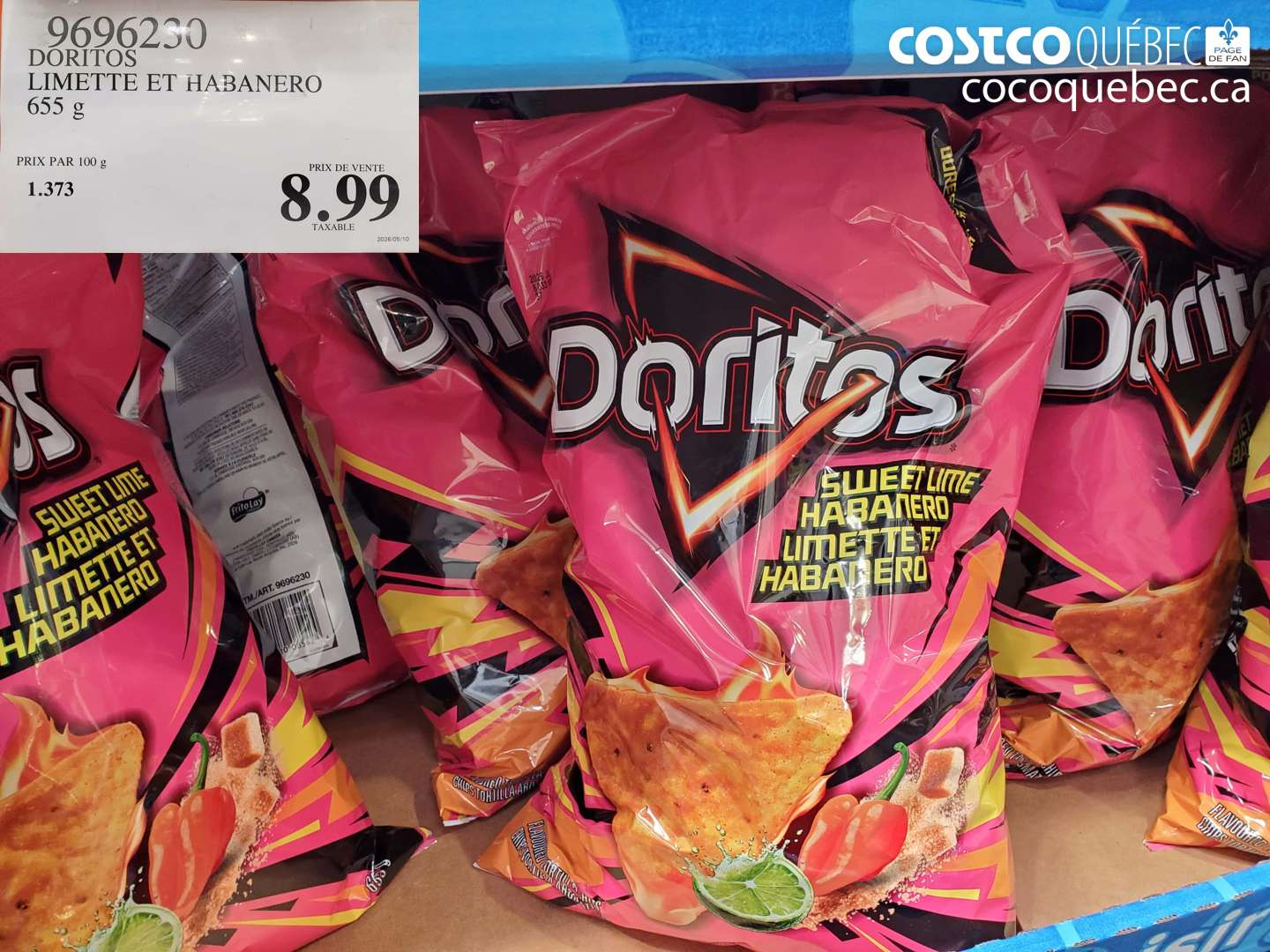 9696230 DORITOS LIMETTE ET HABANERO 655 G $8.99
