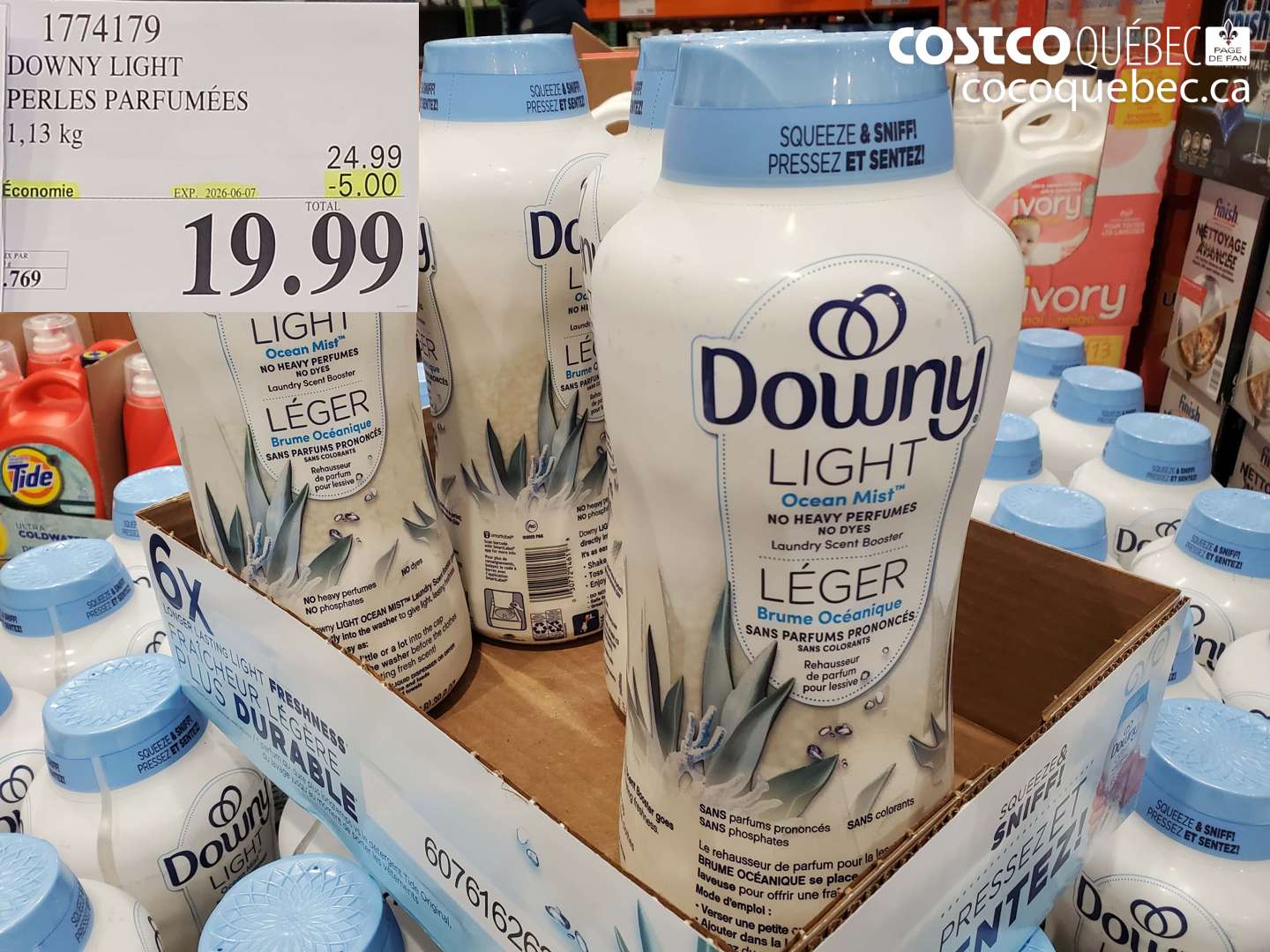 1774179 DOWNY LIGHT PERLES PARFUMÉES 1.13 KG ($5.00 INSTANT SAVINGS EXPIRES ON 2026-06-07) $19.99