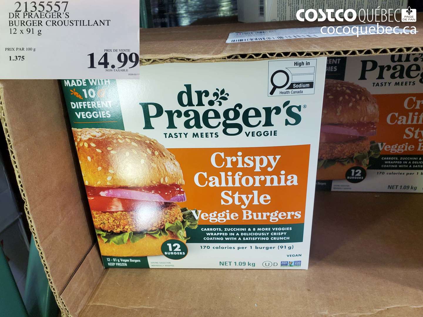 2135557 DR PRAEGER'S BURGER CROUSTILLANT 12 X 91 G $14.99