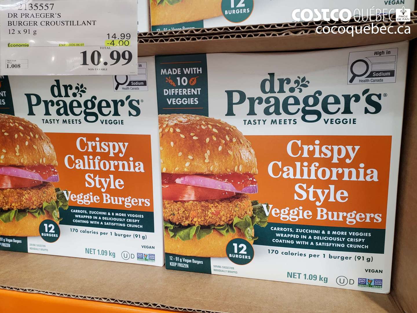 2135557 DR PRAEGER'S BURGER CROUSTILLANT 12 X 91 G ($4.00 INSTANT SAVINGS EXPIRES ON 2026-06-07) $10.99