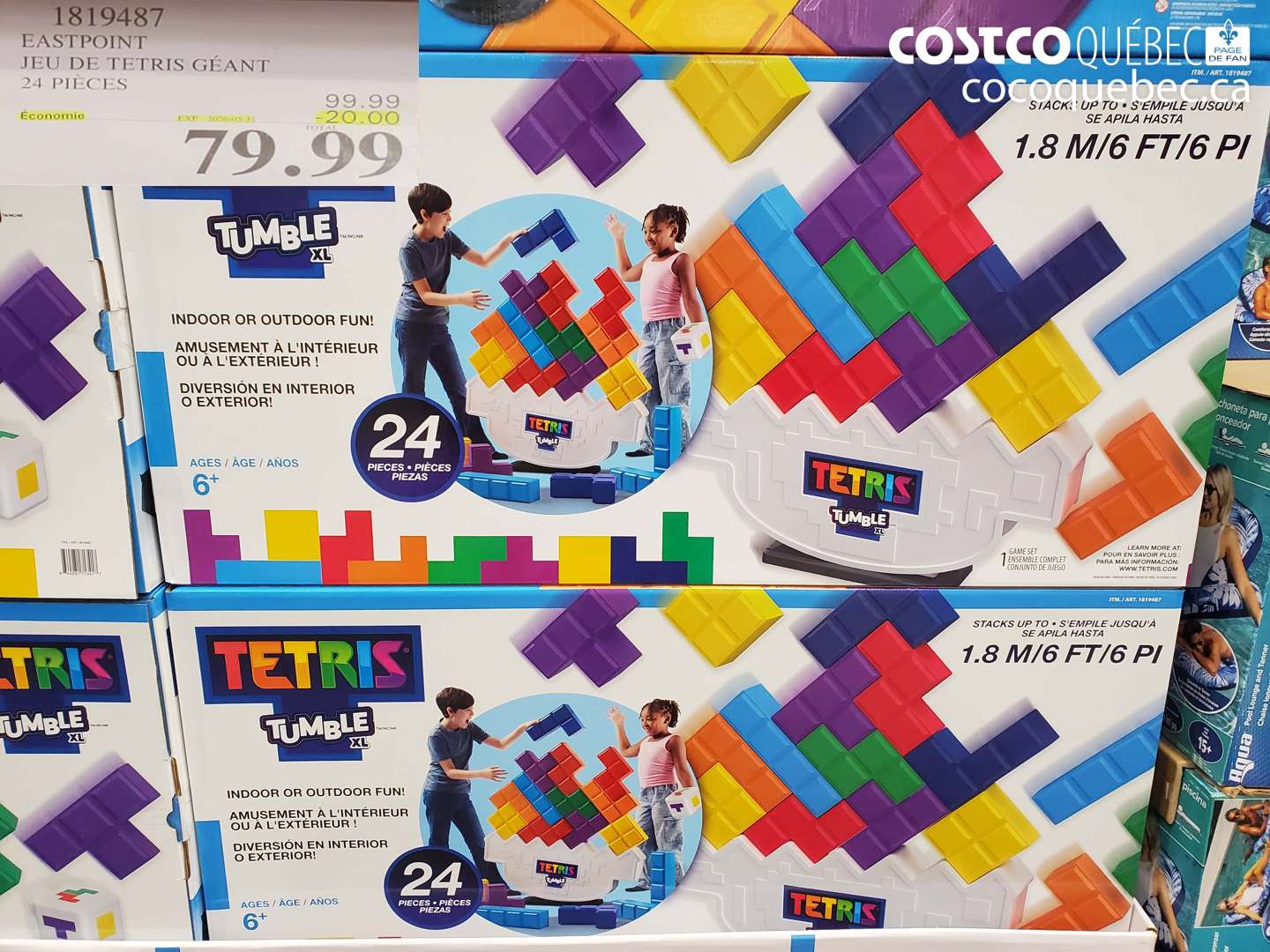 1819487 EASTPOINT JEU DE TETRIS GÉANT 24 PIÈCES ($20.00 INSTANT SAVINGS EXPIRES ON 2026-05-31) $79.99