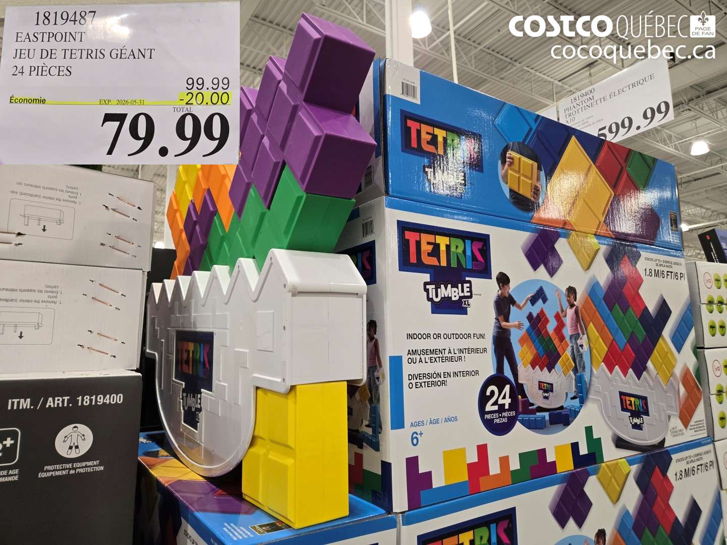 1819487 EASTPOINT JEU DE TETRIS GÉANT 24 PIÈCES ($20.00 INSTANT SAVINGS EXPIRES ON 2026-05-31) $79.99