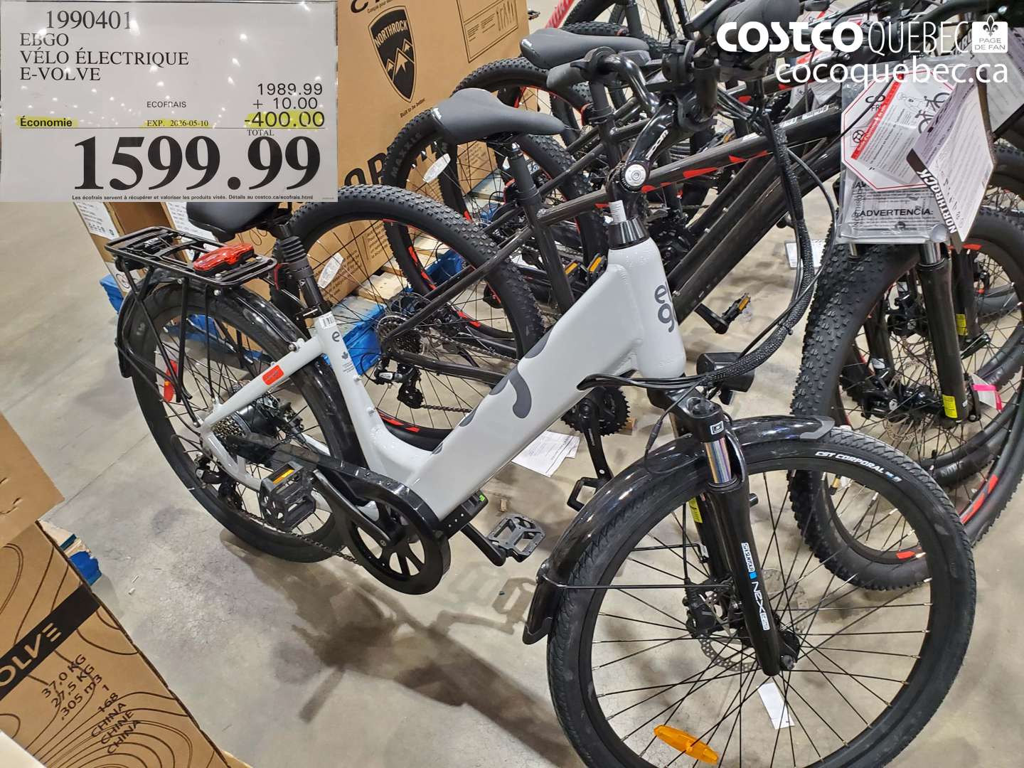 1990401 EBGO VÉLO ÉLECTRIQUE E-VOLVE ($400.00 INSTANT SAVINGS EXPIRES ON 2026-05-10) $1599.99