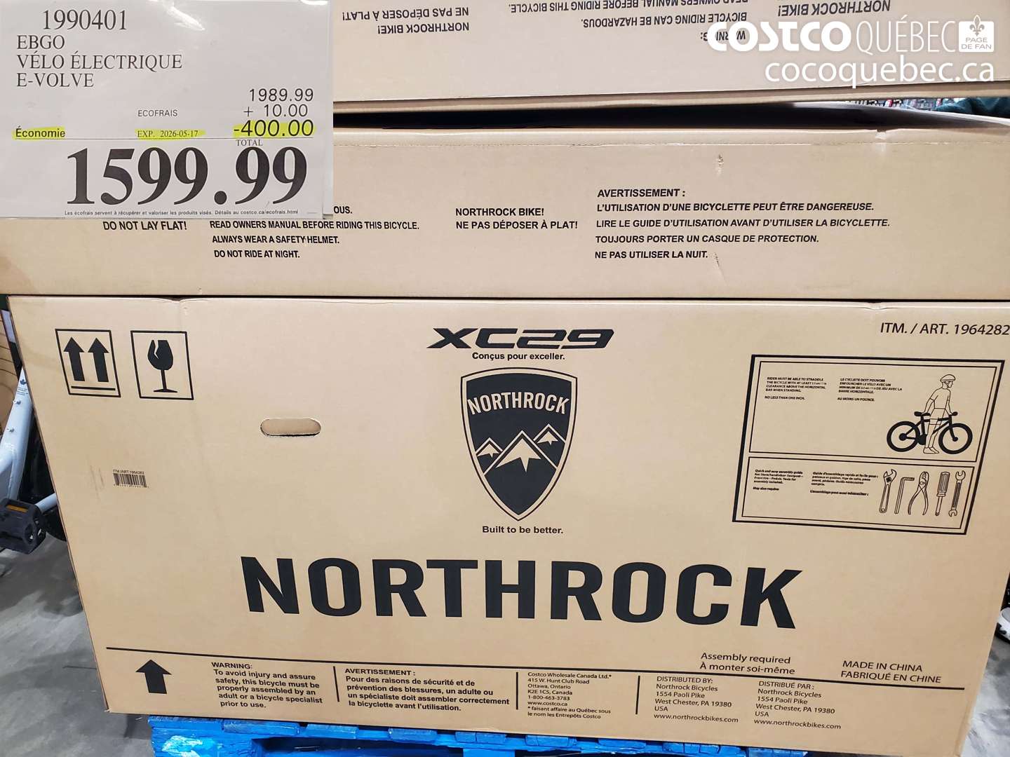 1990401 EBGO VÉLO ÉLECTRIQUE E-VOLVE ($400.00 INSTANT SAVINGS EXPIRES ON 2026-05-17) $1599.99