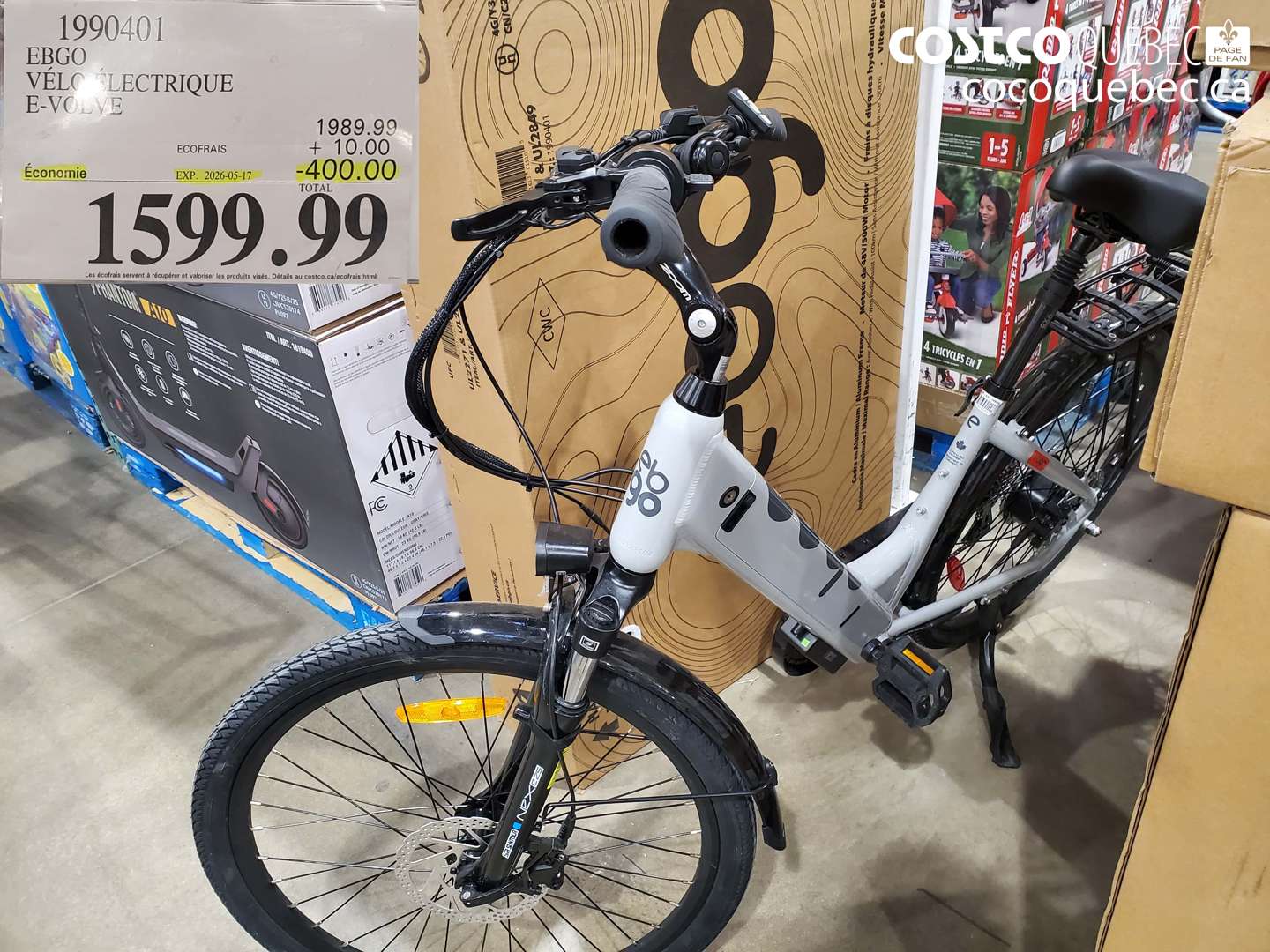 1990401 EBGO VÉLO ÉLECTRIQUE E-VOLVE ($400.00 INSTANT SAVINGS EXPIRES ON 2026-05-17) $1599.99