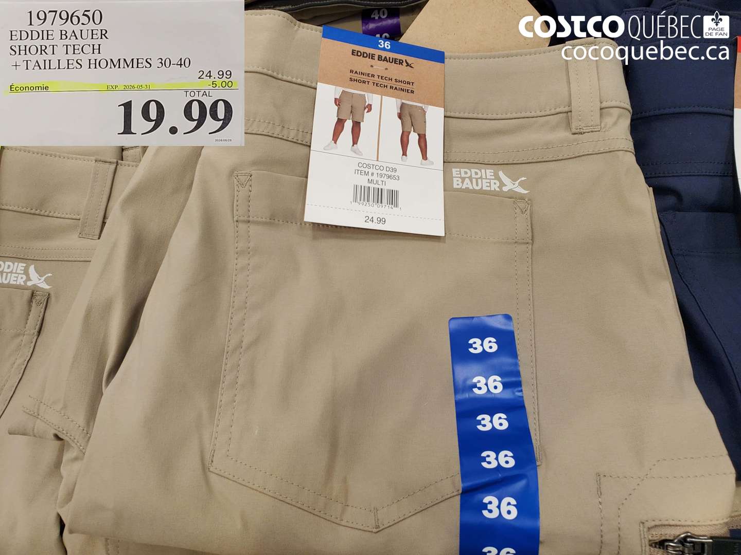 1979650 EDDIE BAUER SHORT TECH +TAILLES HOMMES 30-40 ($5.00 INSTANT SAVINGS EXPIRES ON 2026-05-31) $19.99