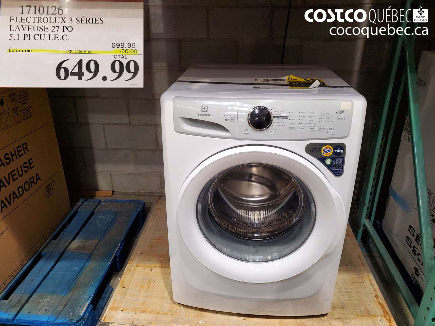 1710126 ELECTROLUX 3 SÉRIES LAVEUSE 27 PO 5.1 PI CU I.E.C. ($50.00 INSTANT SAVINGS EXPIRES ON 2026-05-10) $649.99