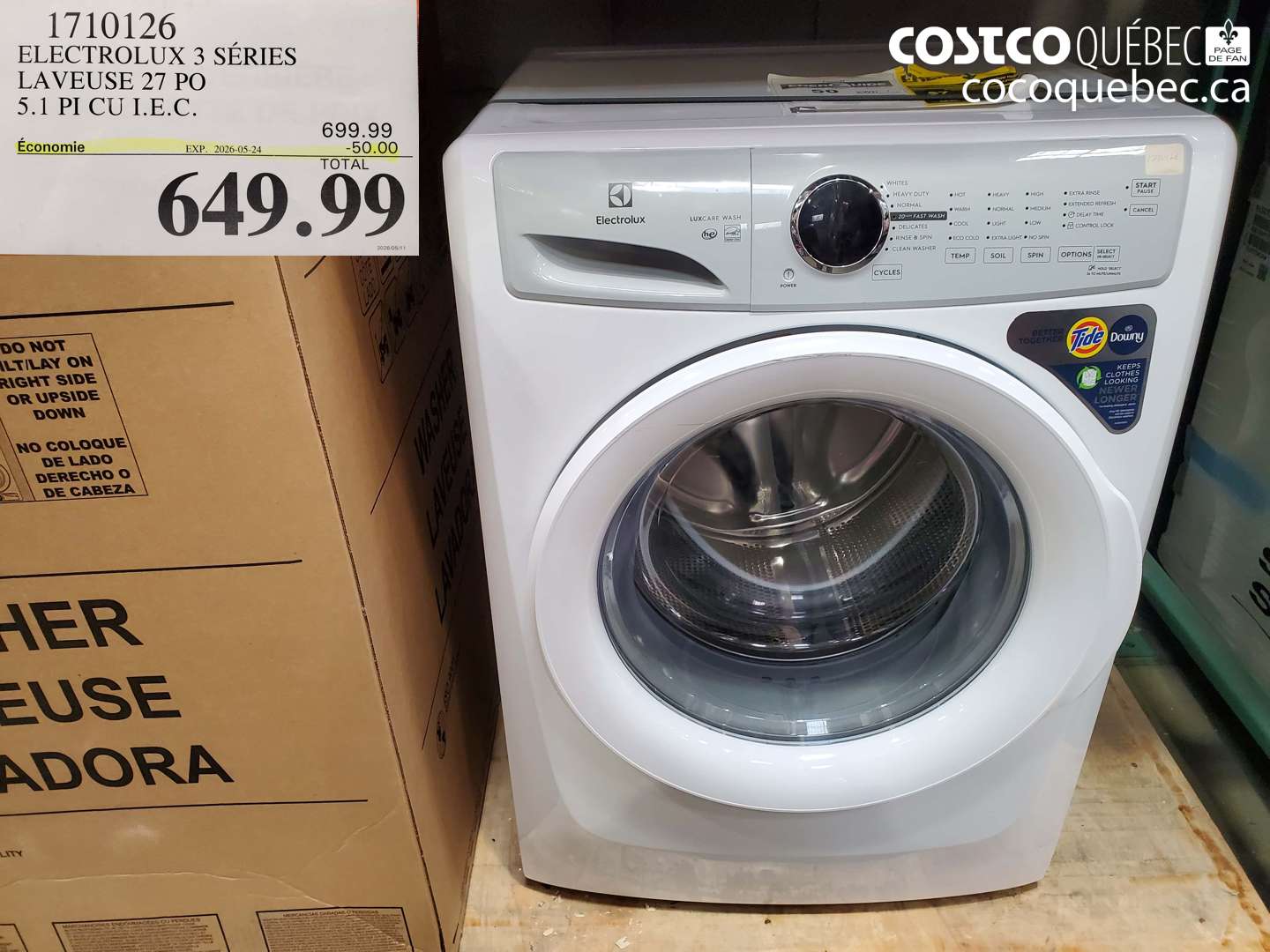 1710126 ELECTROLUX 3 SÉRIES LAVEUSE 27 PO 5.1 PI CU I.E.C. ($50.00 INSTANT SAVINGS EXPIRES ON 2026-05-24) $649.99