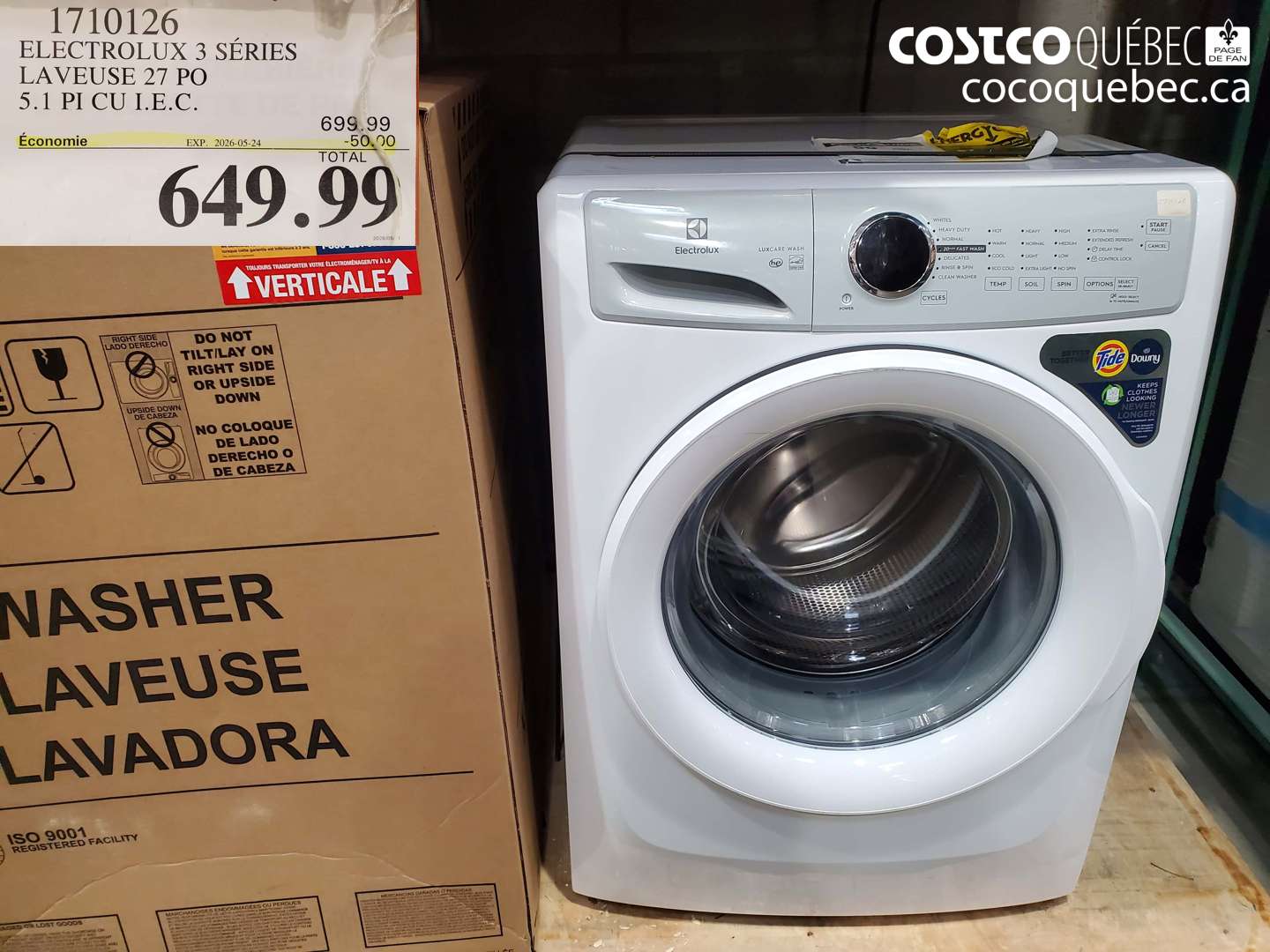 1710126 ELECTROLUX 3 SERIES LAVEUSE 27 PO 5.1 PI CU I.E.C. ($50.00 INSTANT SAVINGS EXPIRES ON 2026-05-24) $649.99