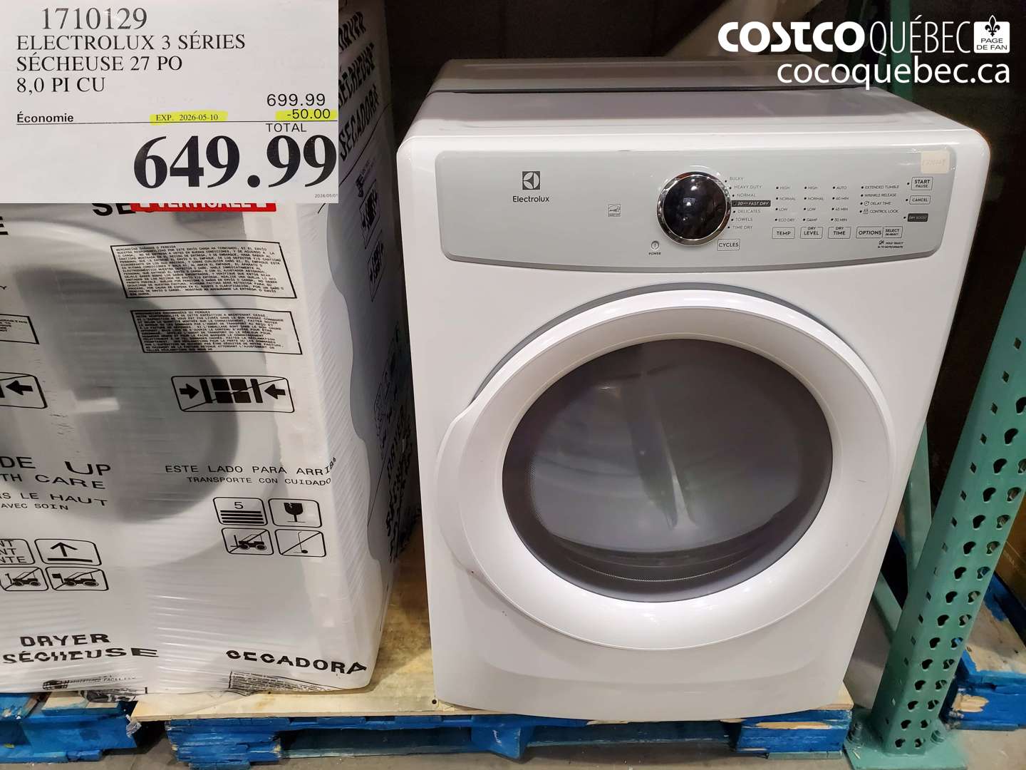 1710129 ELECTROLUX 3 SERIES SÉCHEUSE 27 PO 8.0 PI CU ($50.00 INSTANT SAVINGS EXPIRES ON 2026-05-10) $649.99