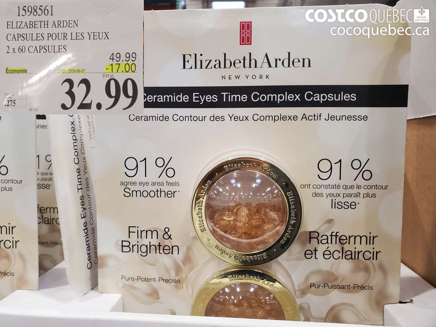 1598561 ELIZABETH ARDEN CAPSULES POUR LES YEUX 2 X 60 CAPSULES ($17.00 INSTANT SAVINGS EXPIRES ON 2026-06-07) $32.99