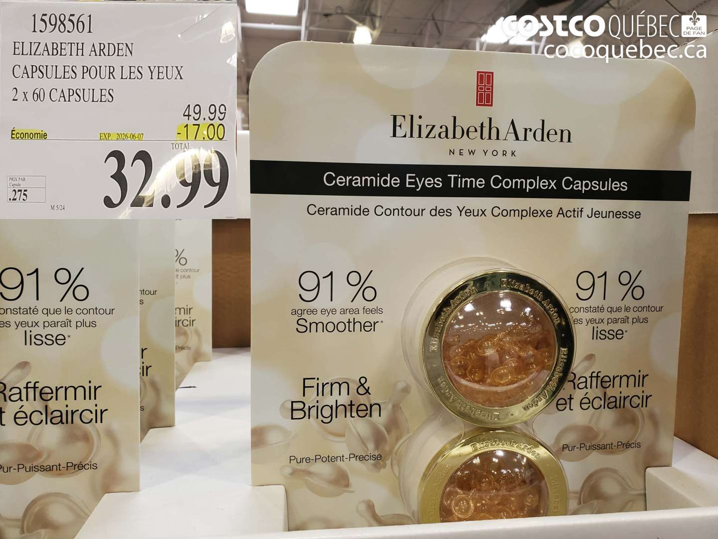 1598561 ELIZABETH ARDEN CAPSULES POUR LES YEUX 2 X 60 CAPSULES ($17.00 INSTANT SAVINGS EXPIRES ON 2026-06-07) $32.99