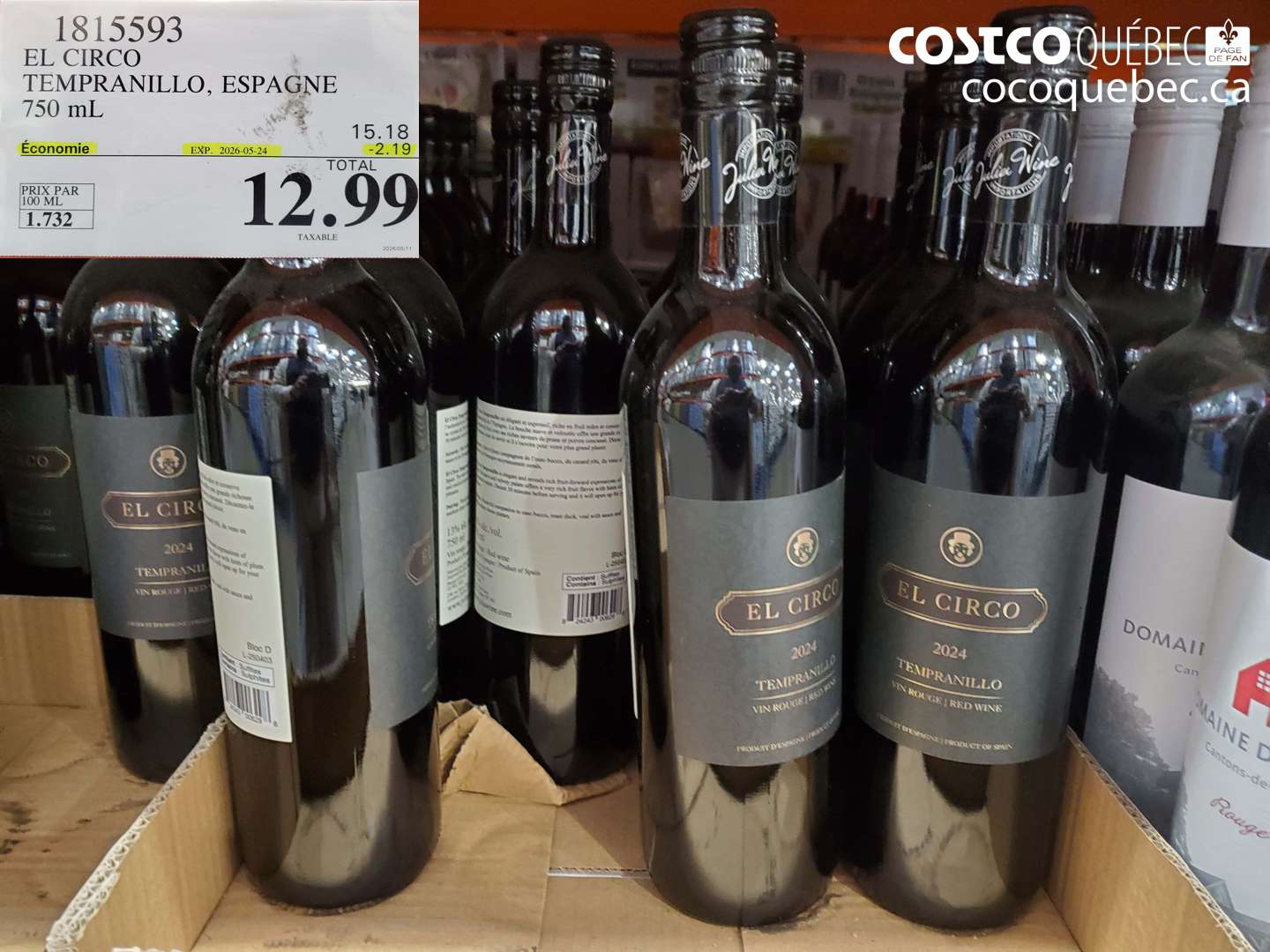 1815593 EL CIRCO TEMPRANILLO, ESPAGNE 750 ML ($2.19 INSTANT SAVINGS EXPIRES ON 2026-05-24) $12.99