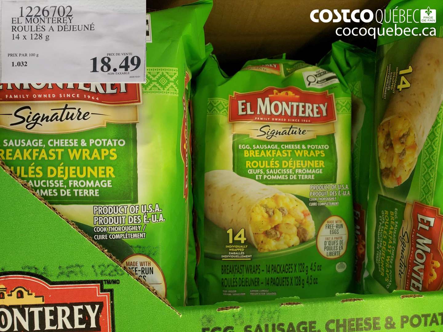 1226702 EL MONTEREY ROULÉS À DÉJEUNÉ 14 X 128 G $18.49