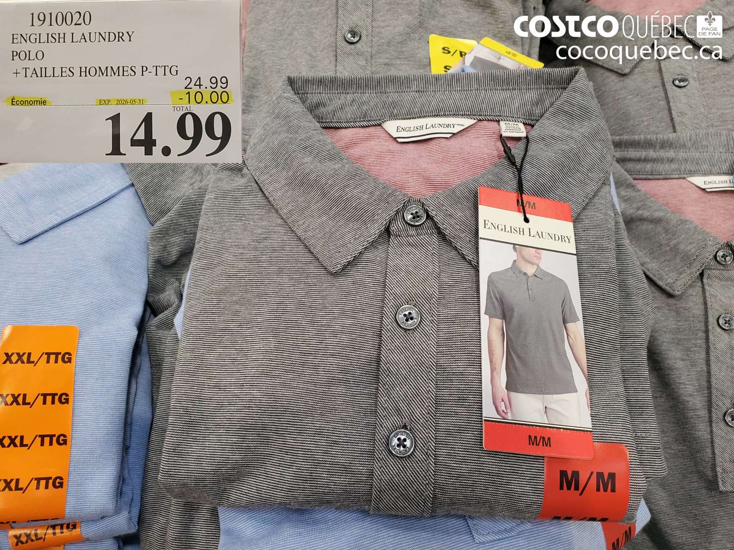 1910020 ENGLISH LAUNDRY POLO +TAILLES HOMMES P-TTG ($10.00 INSTANT SAVINGS EXPIRES ON 2026-05-31) $14.99
