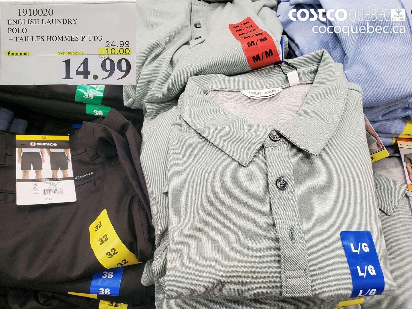 1910020 ENGLISH LAUNDRY POLO + TAILLES HOMMES P-TTG ($10.00 INSTANT SAVINGS EXPIRES ON 2026-05-31) $14.99