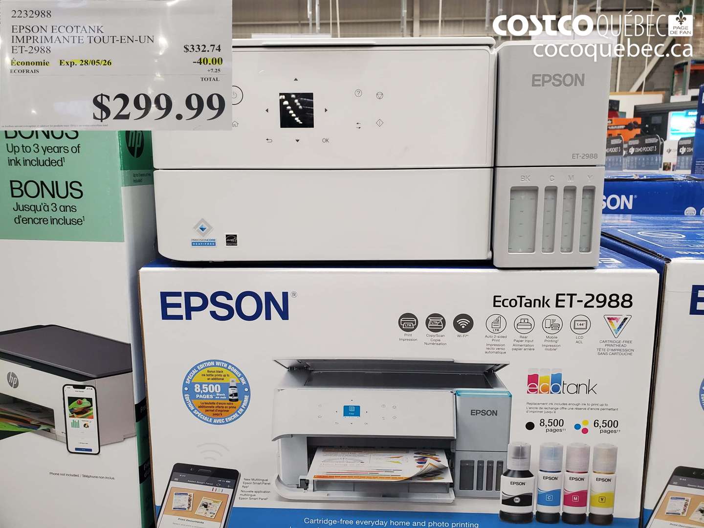 2232988 EPSON ECOTANK IMPRIMANTE TOUT-EN-UN ET-2988 ($40.00 INSTANT SAVINGS EXPIRES ON 2026-05-28) $299.99