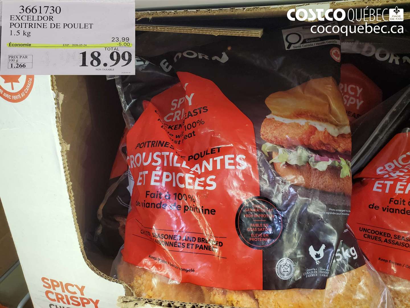 3661730 EXCELDOR POITRINE DE POULET 1.5 KG ($5.00 INSTANT SAVINGS EXPIRES ON 2026-05-24) $18.99
