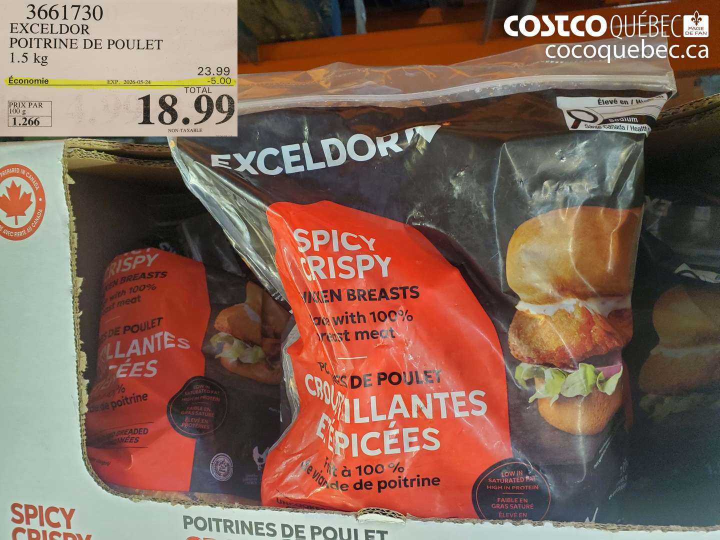 3661730 EXCELDOR POITRINE DE POULET 1.5 KG ($5.00 INSTANT SAVINGS EXPIRES ON 2026-05-24) $18.99
