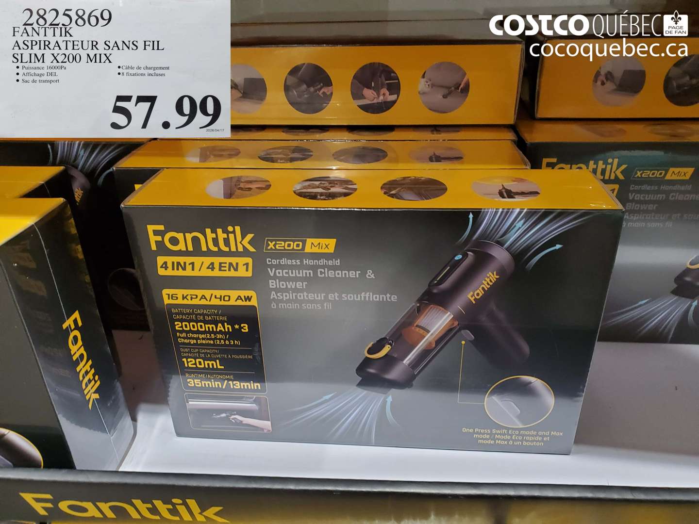 2825869 FANTTIK ASPIRATEUR SANS FIL SLIM X200 MIX $57.99